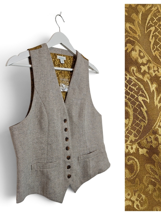 Sundance Jackets & Blazers - Sundance Vest M Wool Tweed Herringbone Paisley Brocade Boho Academia Beige Brown